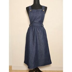 Vintage Style Denim Pinafore Dress with Liberty Bell Buttons